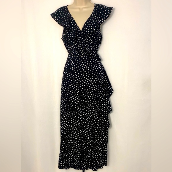 Brand New Max Studio Black and White polka dot wrap around dress - Picture 3 of 14